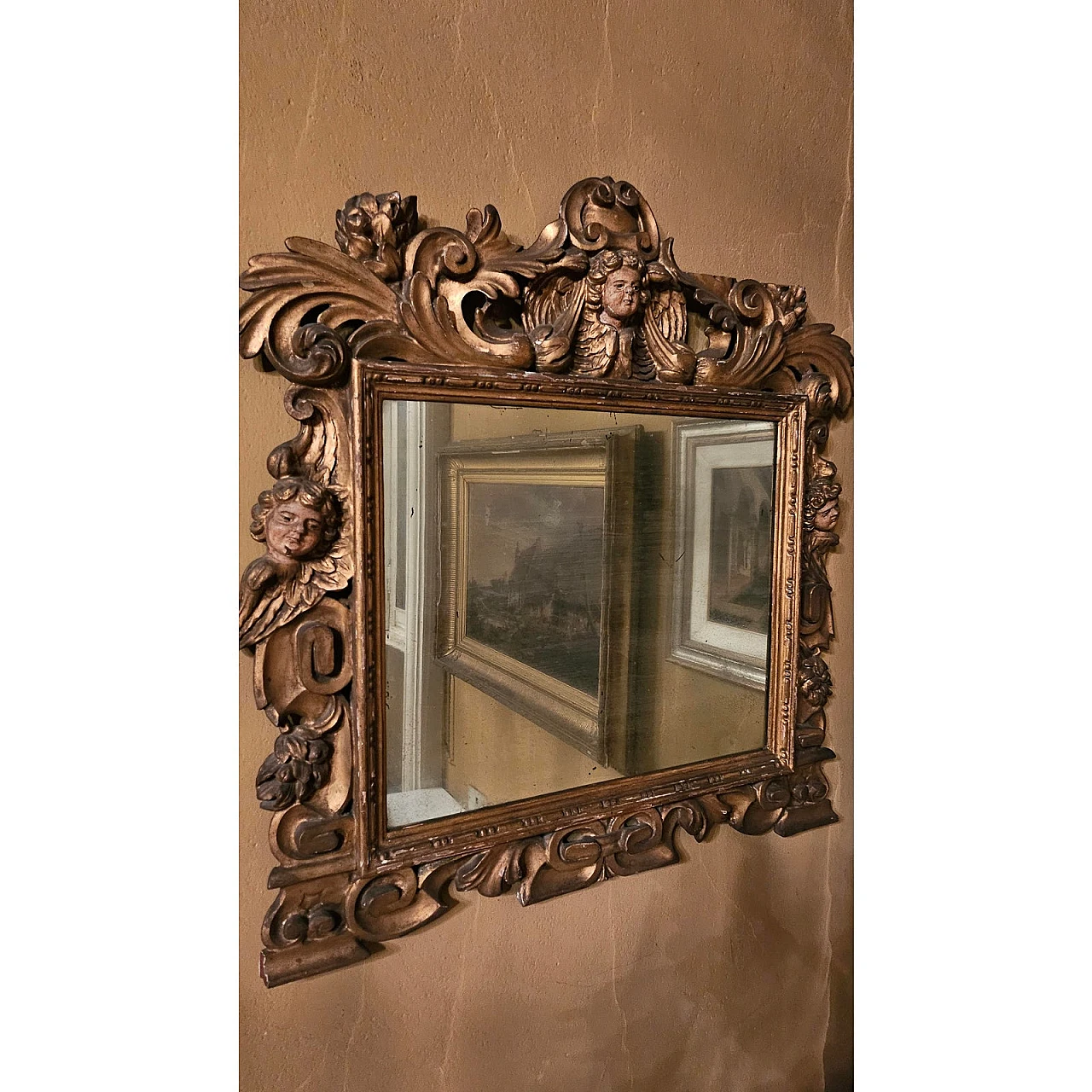 Decorative gilded wooden mirror, 1920s 5