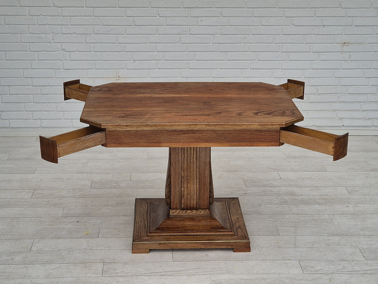 Danish solid oak game table, 1960s 1