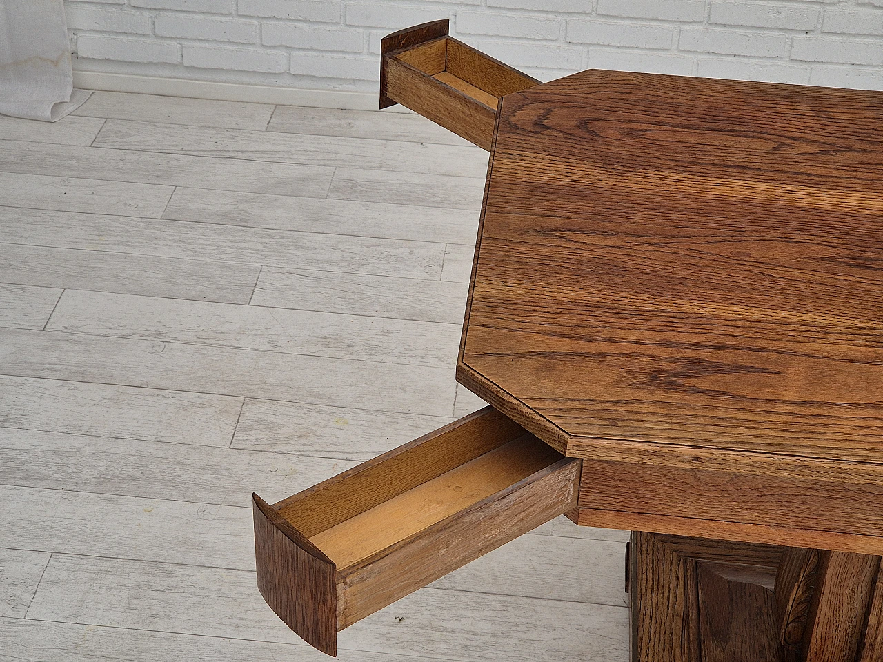 Danish solid oak game table, 1960s 4