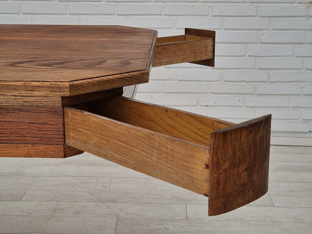 Danish solid oak game table, 1960s 5