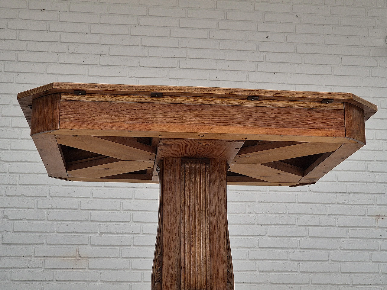 Danish solid oak game table, 1960s 11