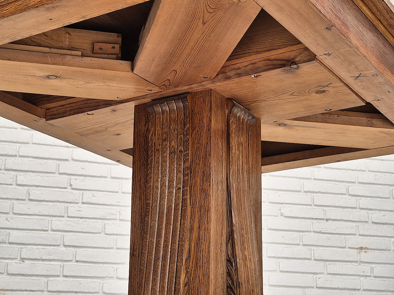 Danish solid oak game table, 1960s 13