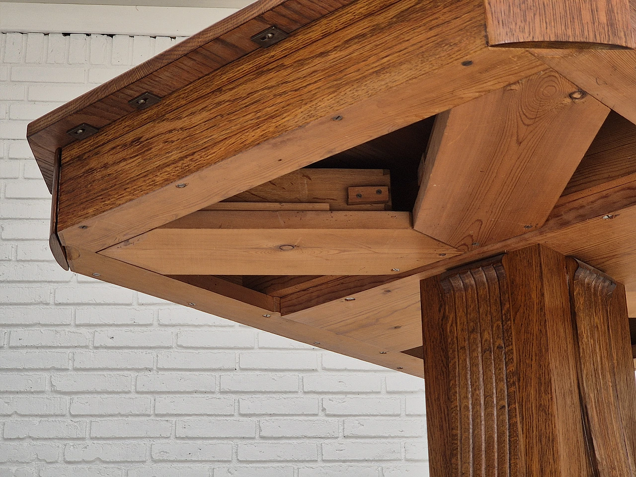 Danish solid oak game table, 1960s 14