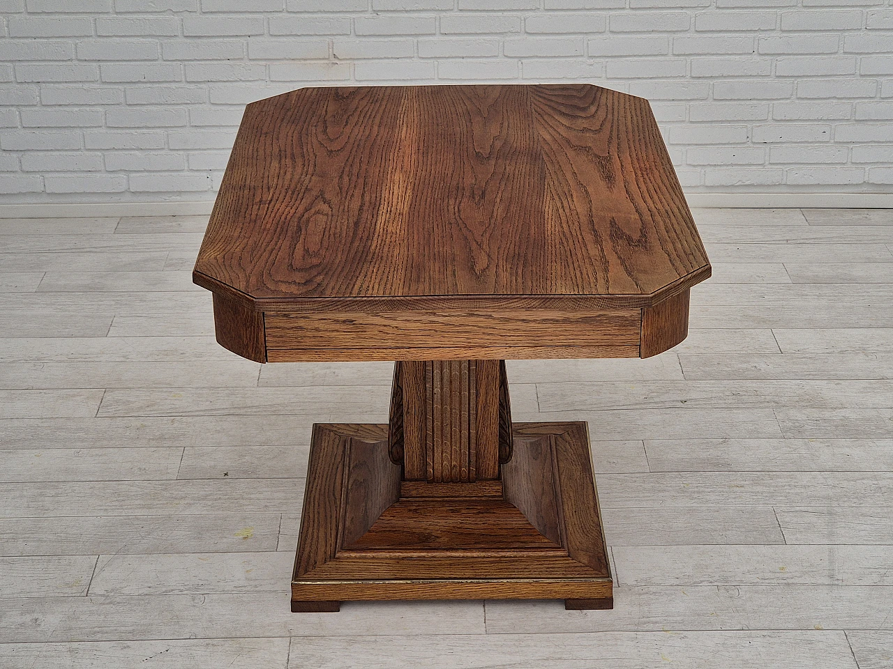 Danish solid oak game table, 1960s 15