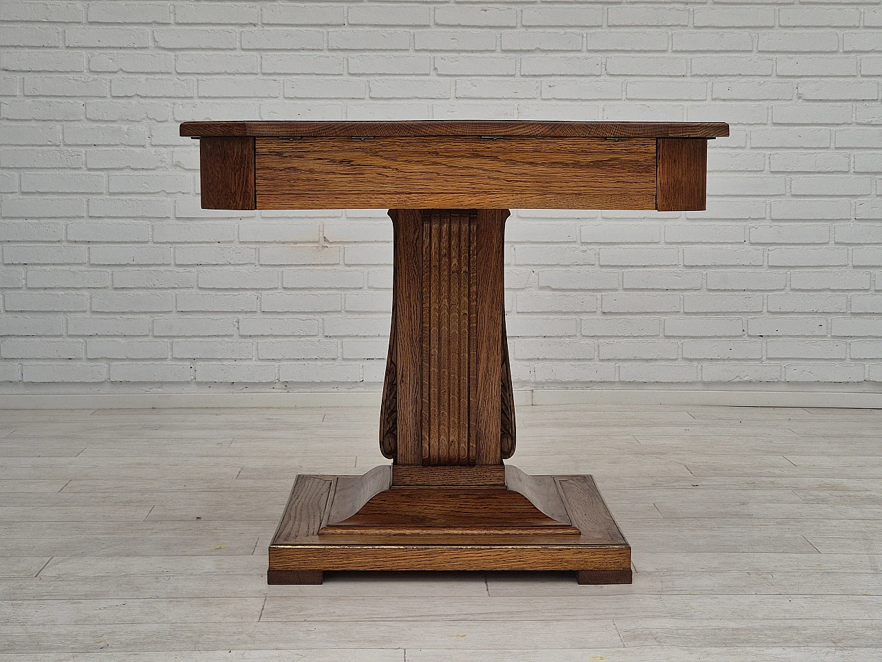 Danish solid oak game table, 1960s 16