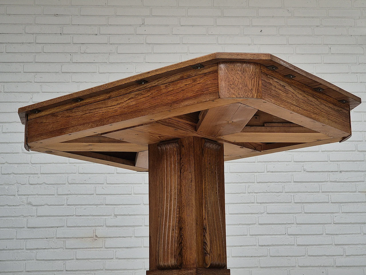 Danish solid oak game table, 1960s 17