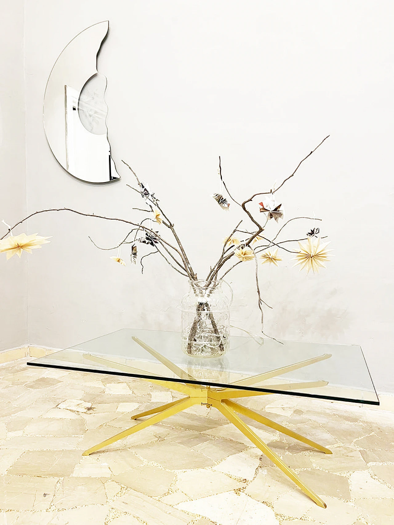 Glass and brass coffee table by Enrico Pandolfini, 1950s 3