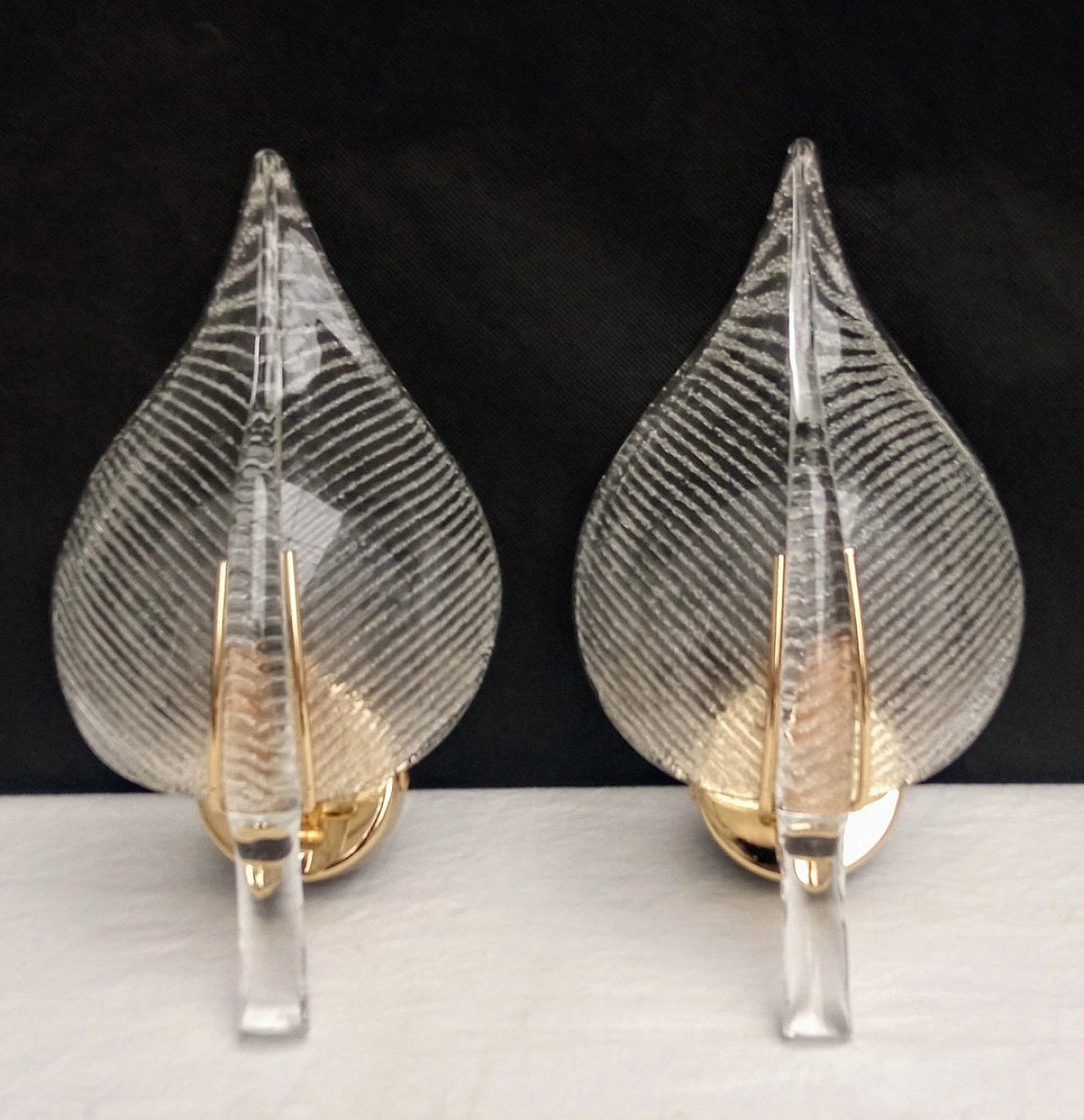 Pair of Murano glass wall lamps, 1980s 1