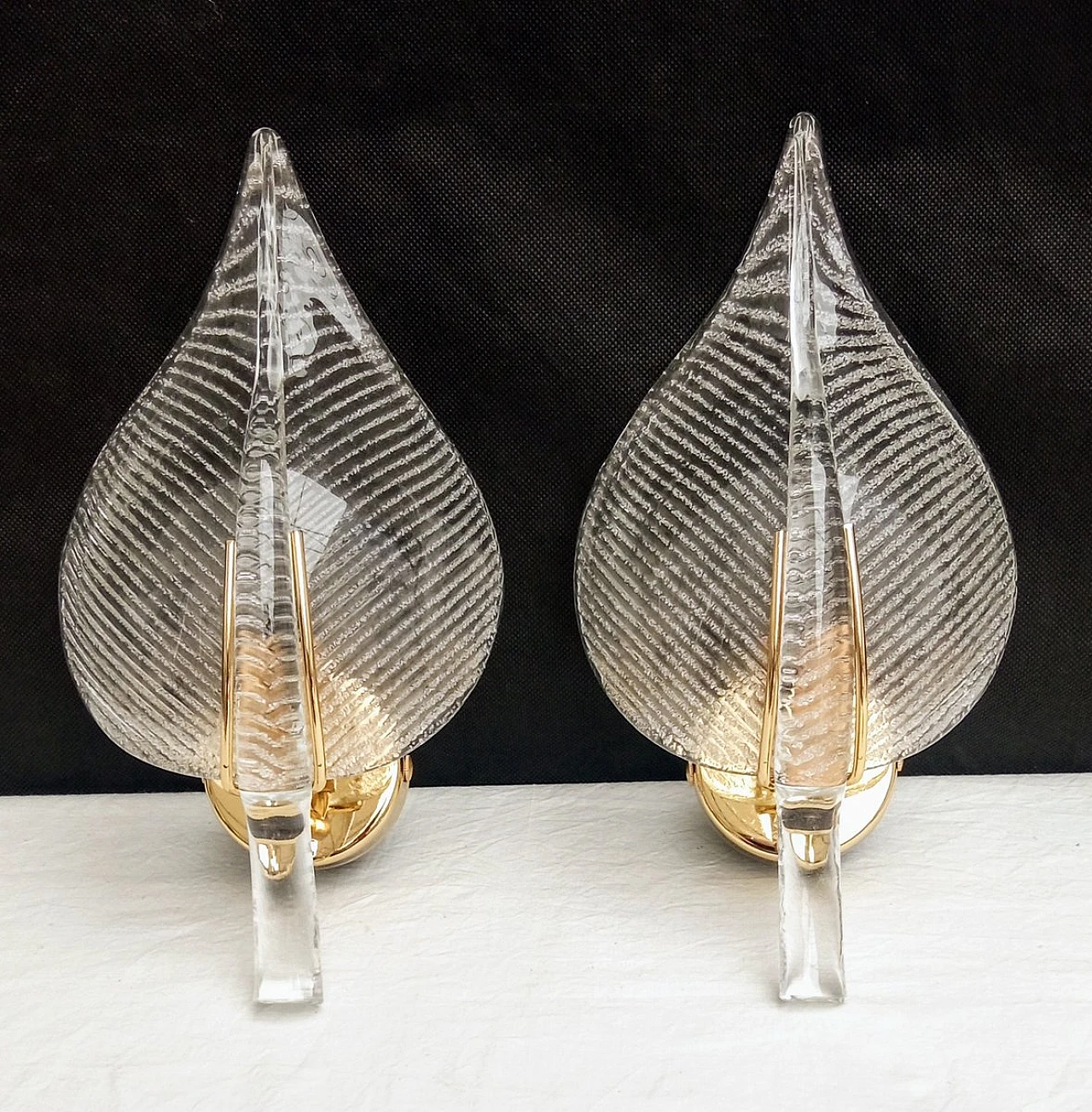 Pair of Murano glass wall lamps, 1980s 2