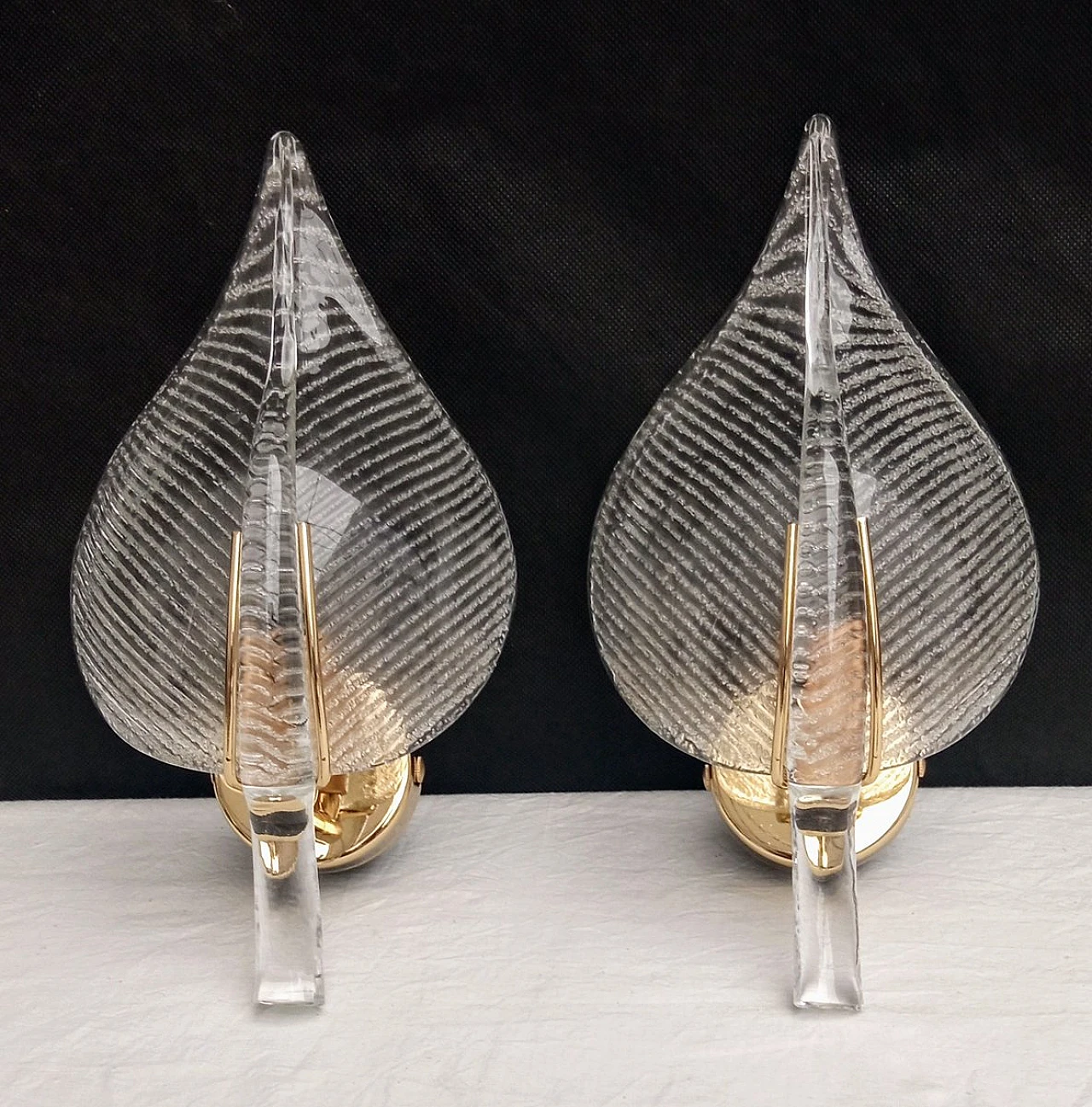 Pair of Murano glass wall lamps, 1980s 4