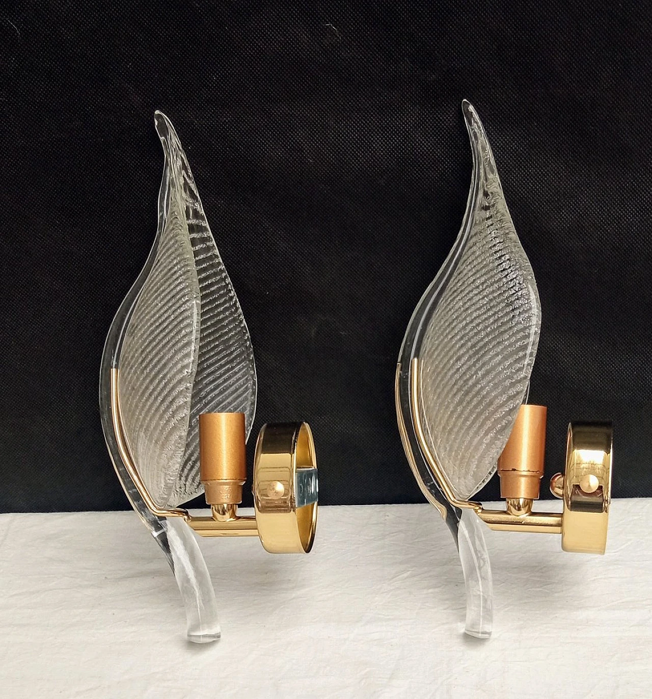 Pair of Murano glass wall lamps, 1980s 8