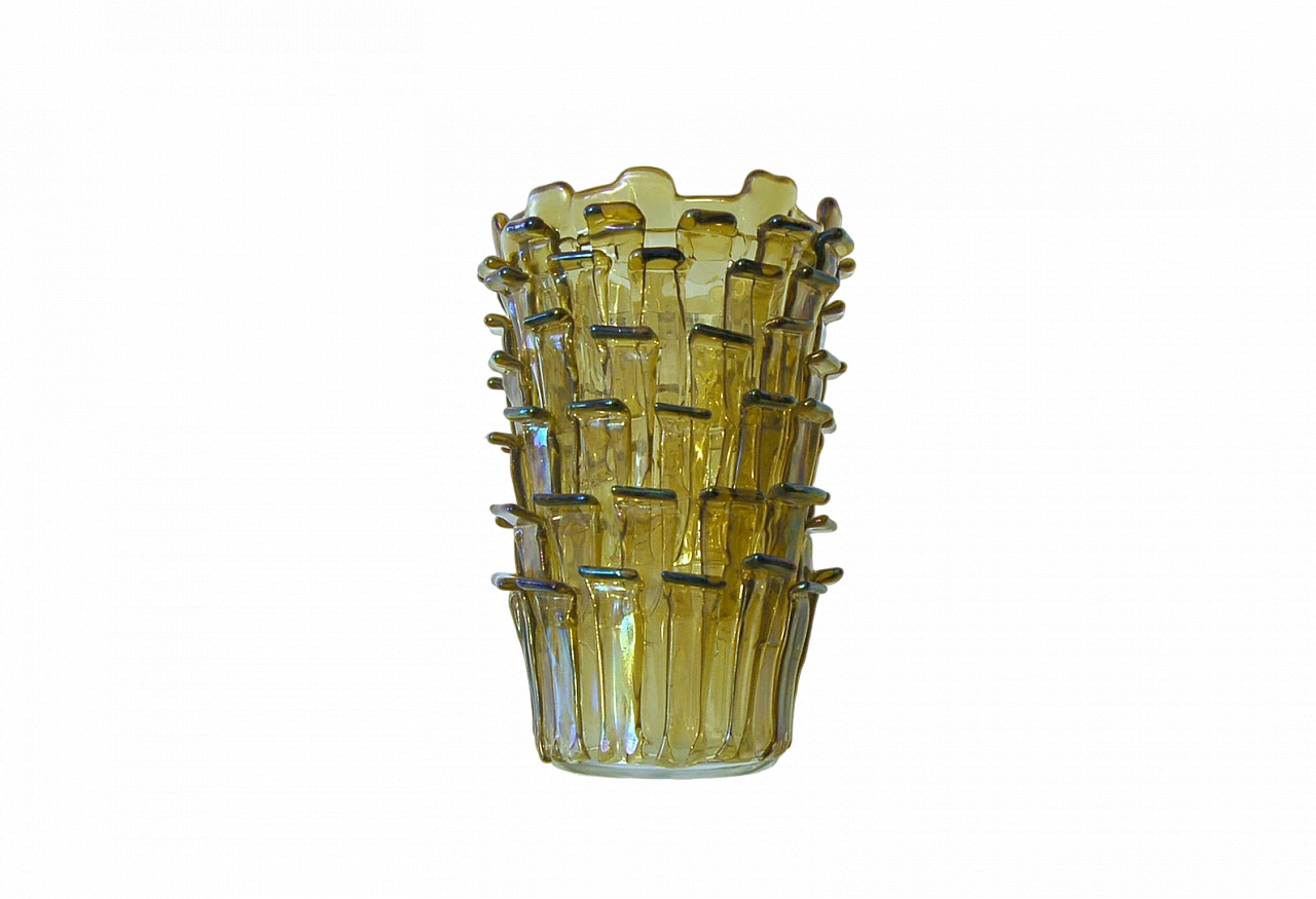 Straw yellow Ritagli vase by Fulvio Bianconi for Venini, 2002 8