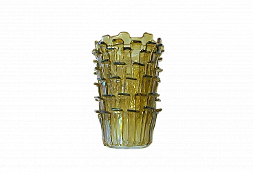 Straw yellow Ritagli vase by Fulvio Bianconi for Venini, 2002