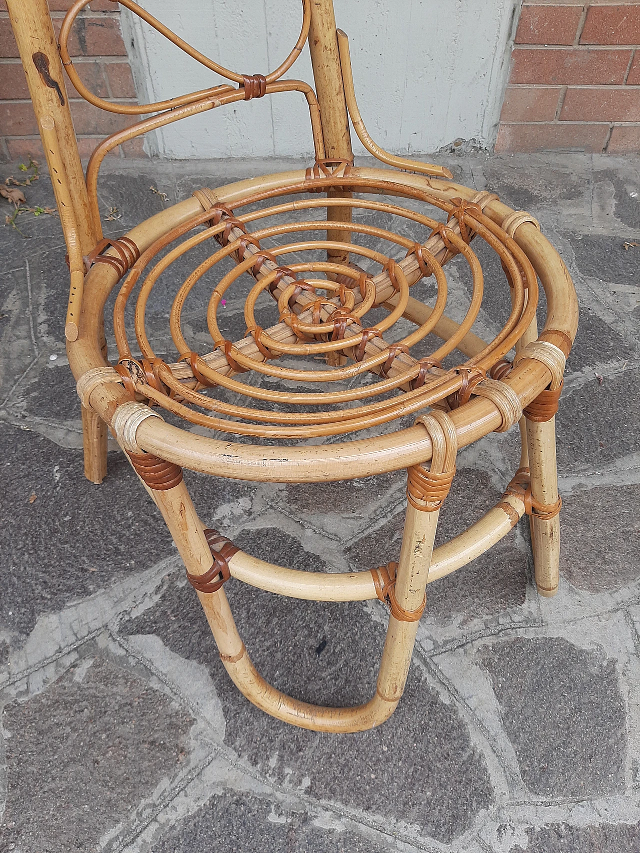 Bamboo chair with high backrest, 1960s 3