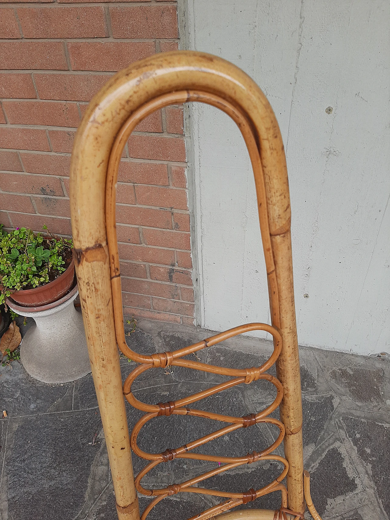 Bamboo chair with high backrest, 1960s 4