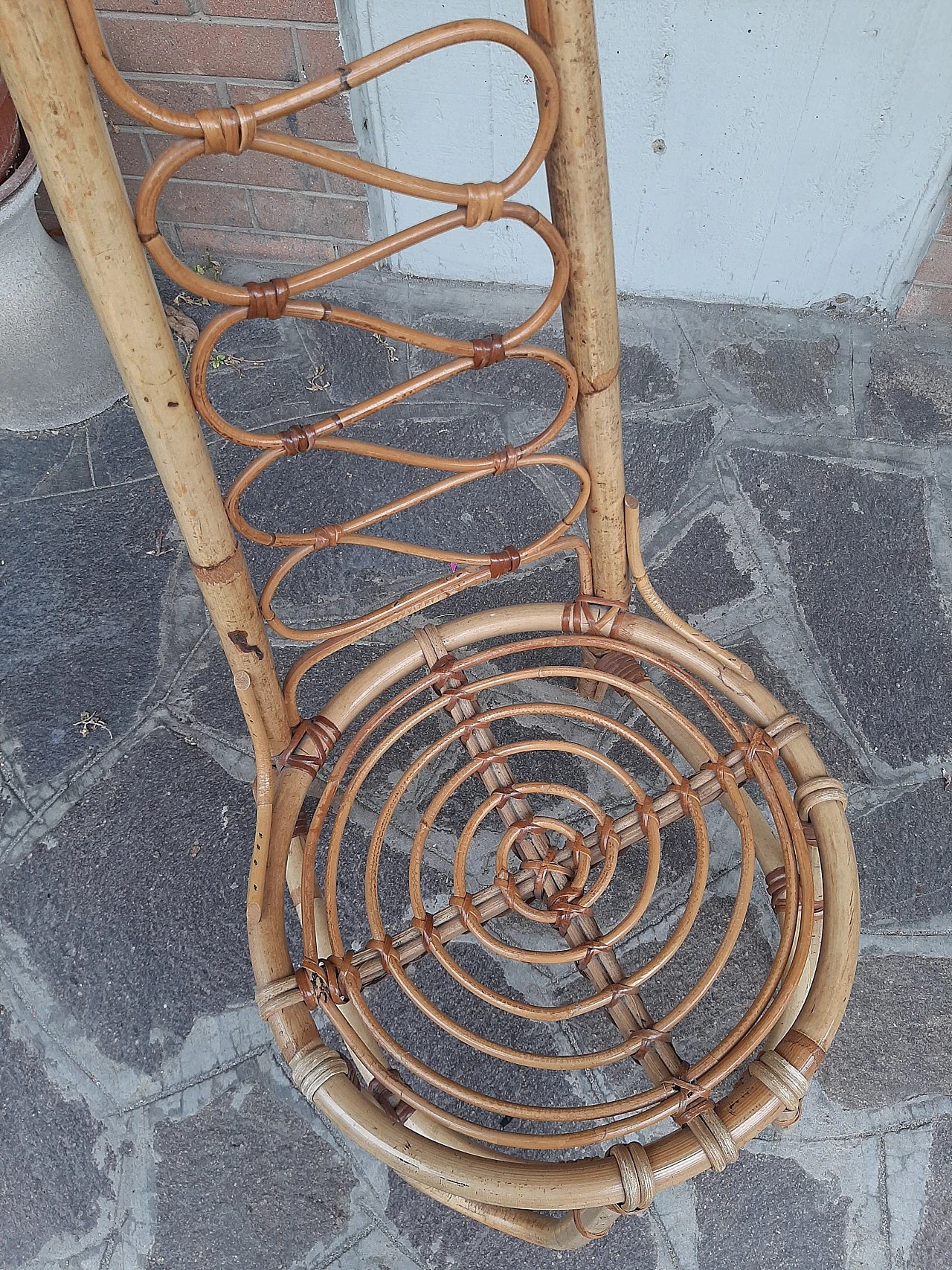 Bamboo chair with high backrest, 1960s 5