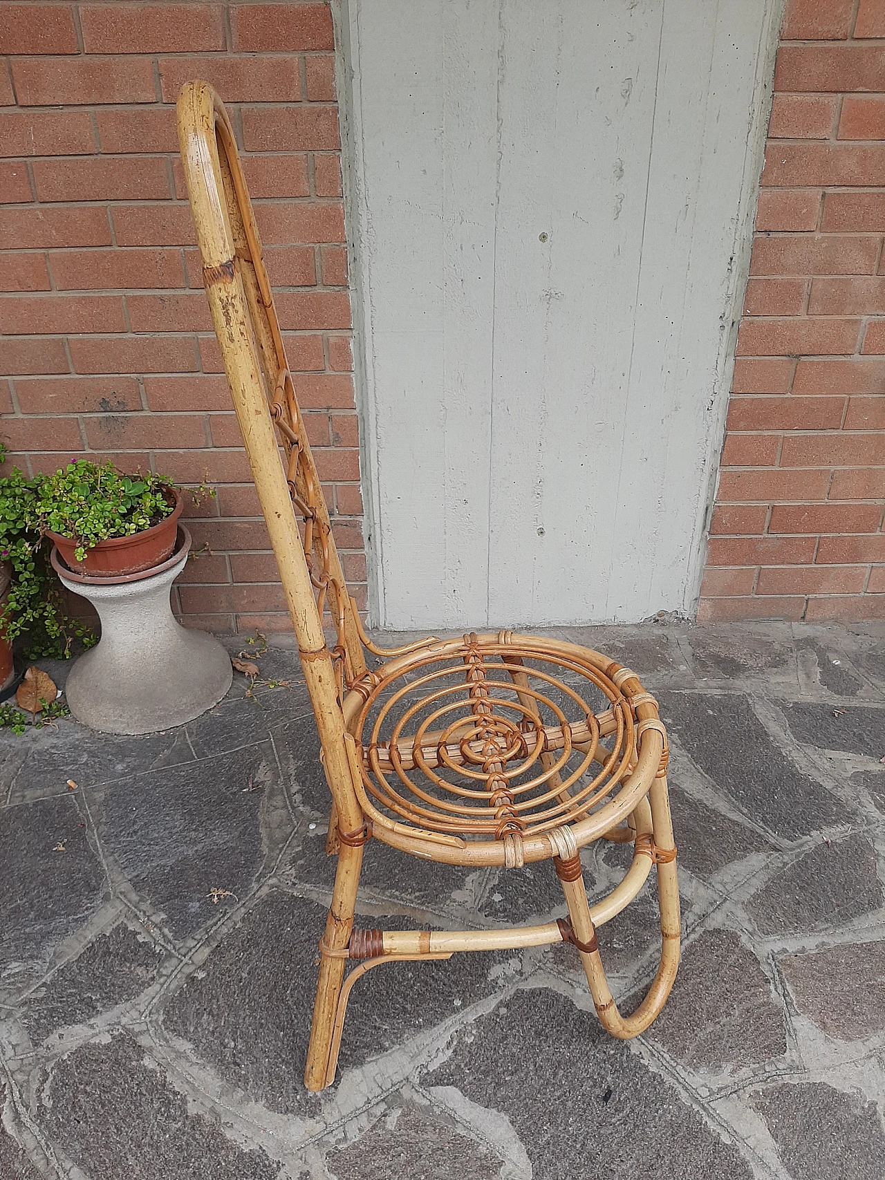 Bamboo chair with high backrest, 1960s 6