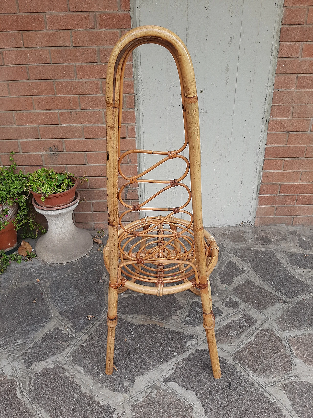 Bamboo chair with high backrest, 1960s 7