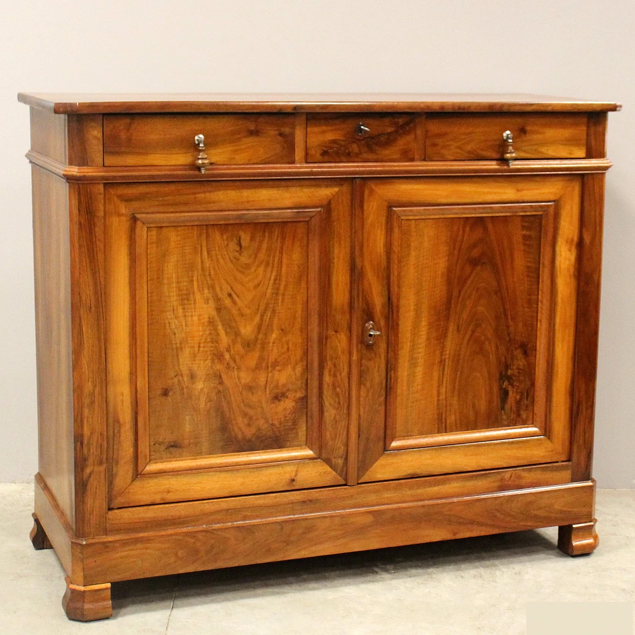 Solid walnut Louis Philippe sideboard with two doors, 19th century 1