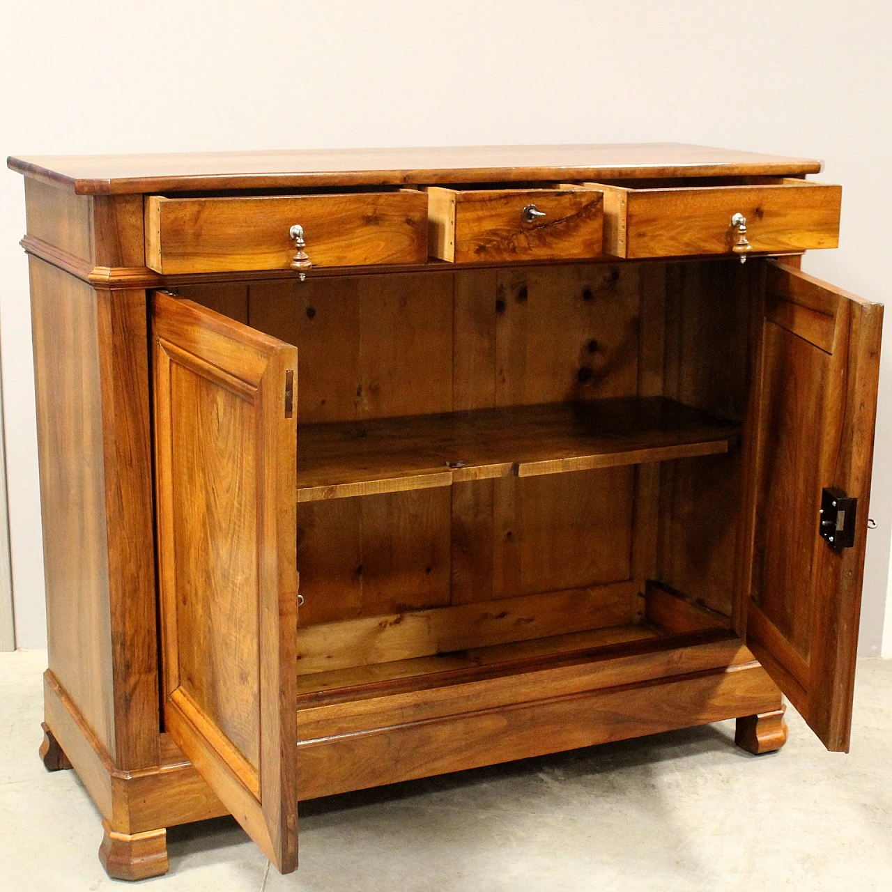 Solid walnut Louis Philippe sideboard with two doors, 19th century 3