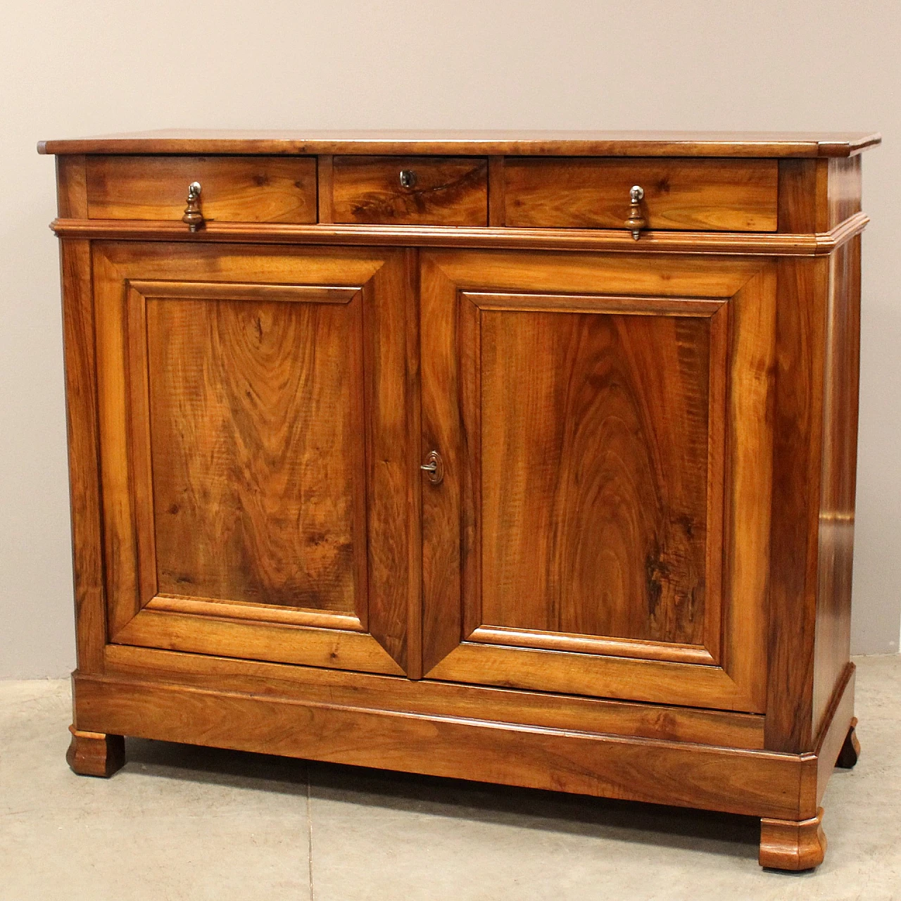 Solid walnut Louis Philippe sideboard with two doors, 19th century 6