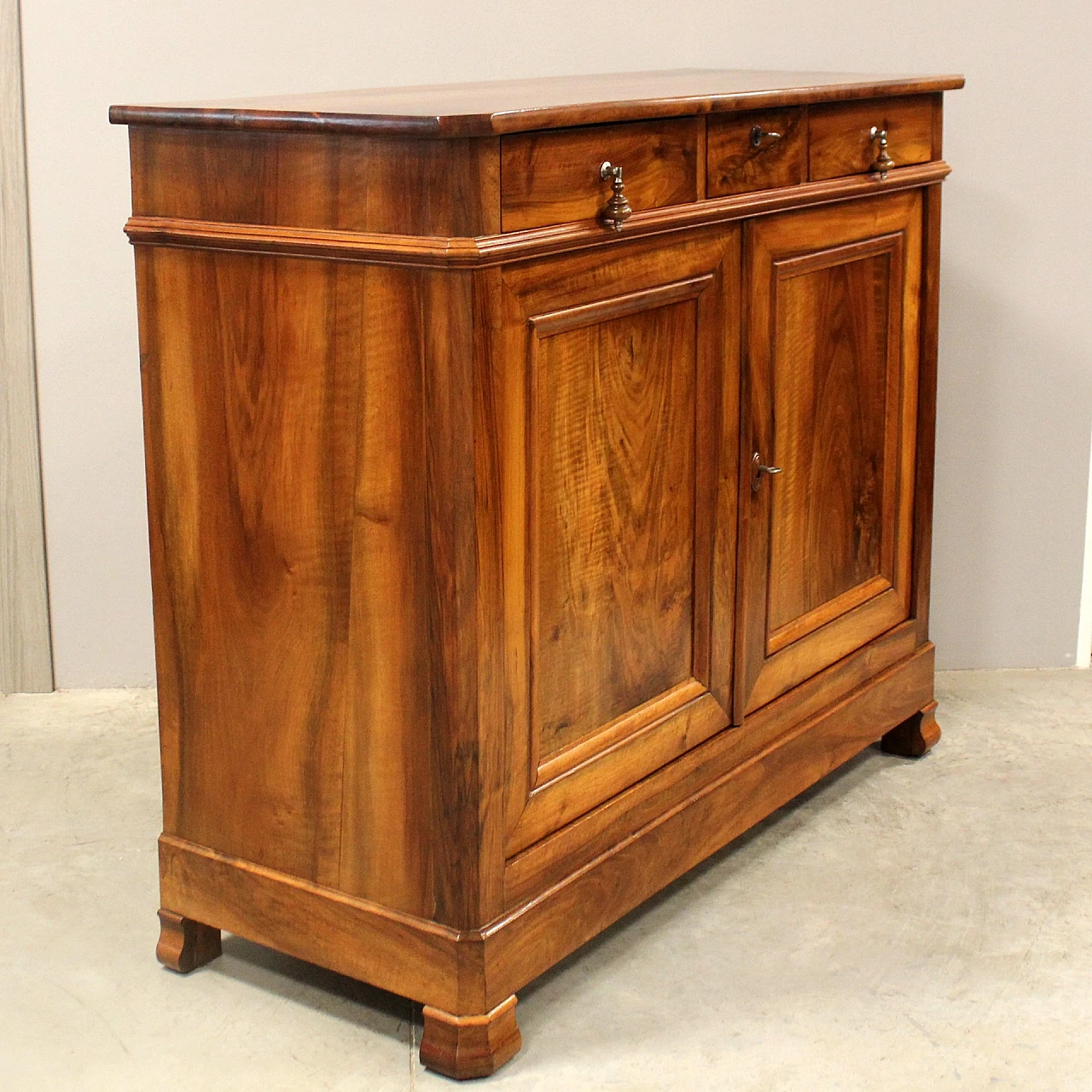 Solid walnut Louis Philippe sideboard with two doors, 19th century 8