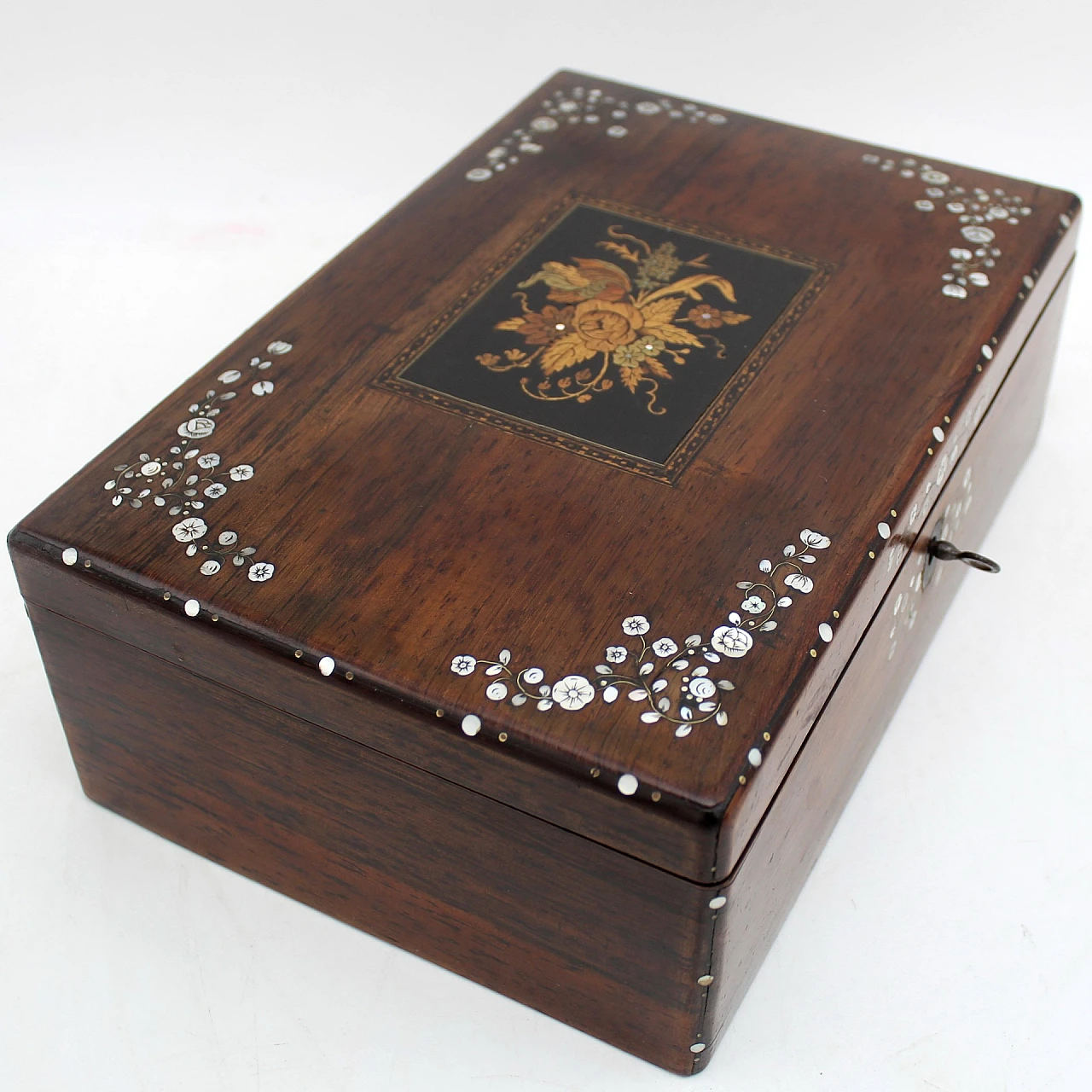 Napoleon III jewellery box rosewood inlaid with mother-of-pearl 1