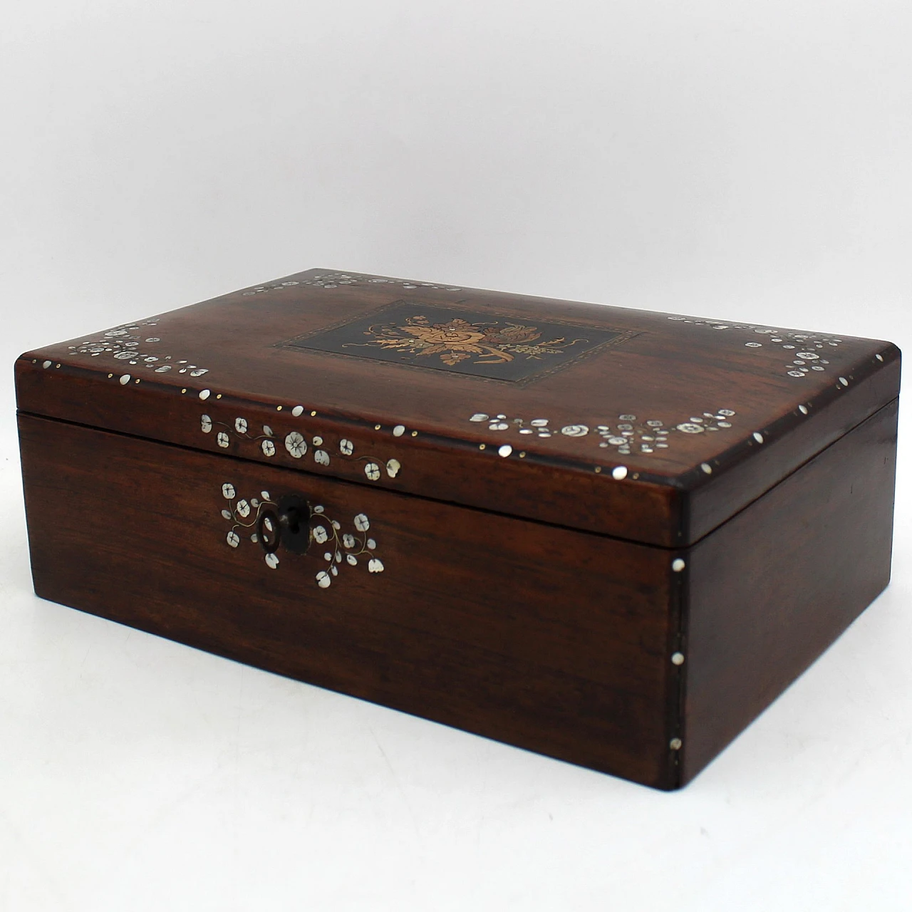 Napoleon III jewellery box rosewood inlaid with mother-of-pearl 3