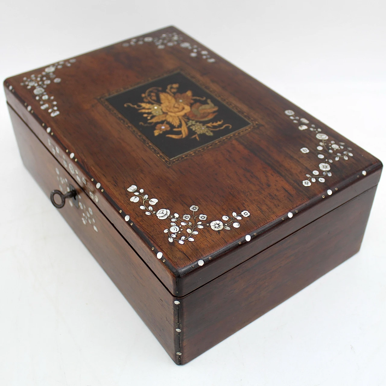 Napoleon III jewellery box rosewood inlaid with mother-of-pearl 6