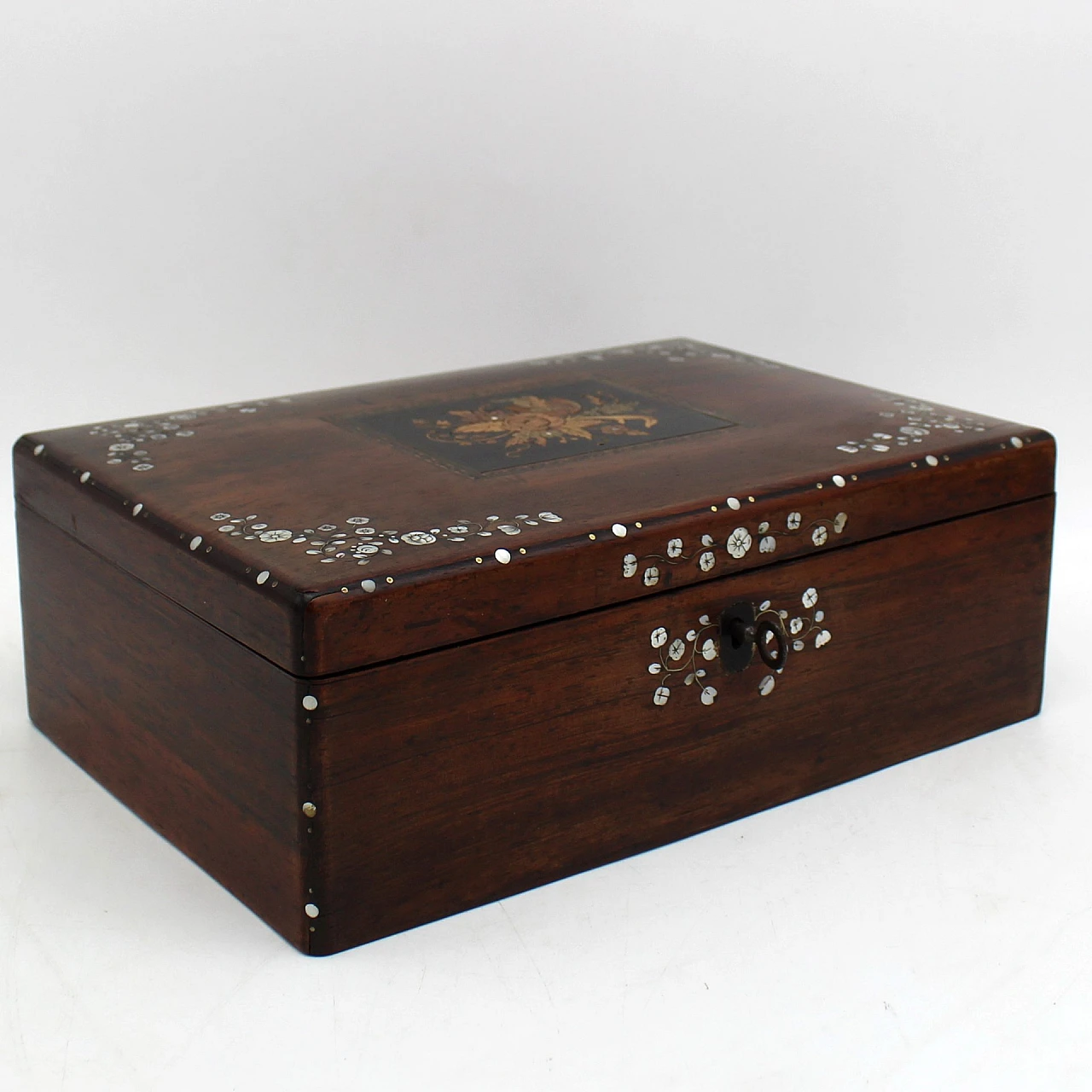 Napoleon III jewellery box rosewood inlaid with mother-of-pearl 8