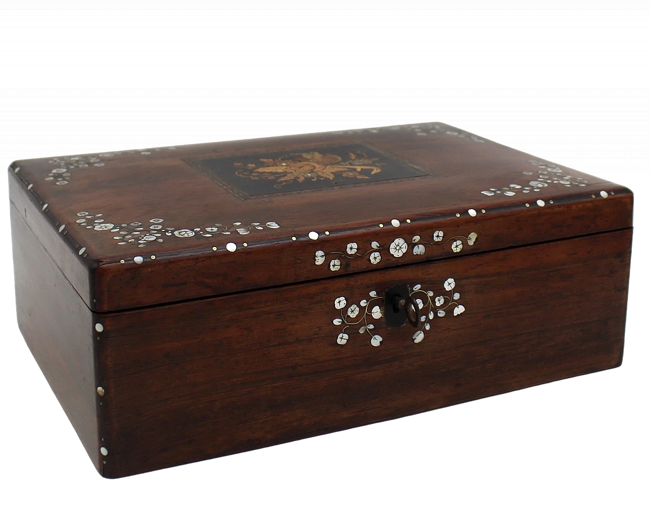 Napoleon III jewellery box rosewood inlaid with mother-of-pearl 11