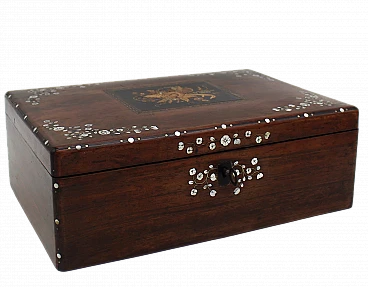 Napoleon III jewellery box rosewood inlaid with mother-of-pearl