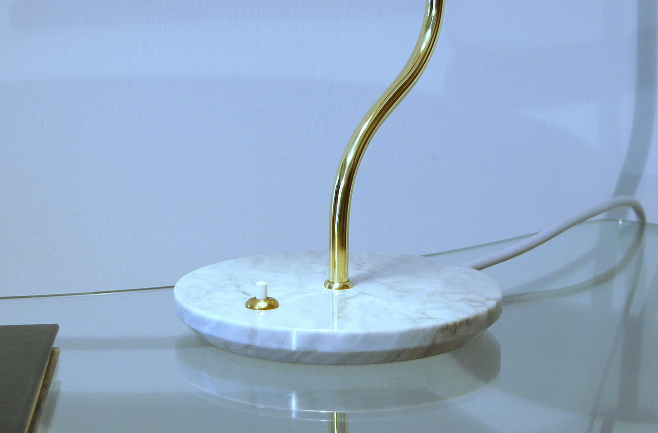 Orange table lamp in brass with marble base in Stilnovo's style 10