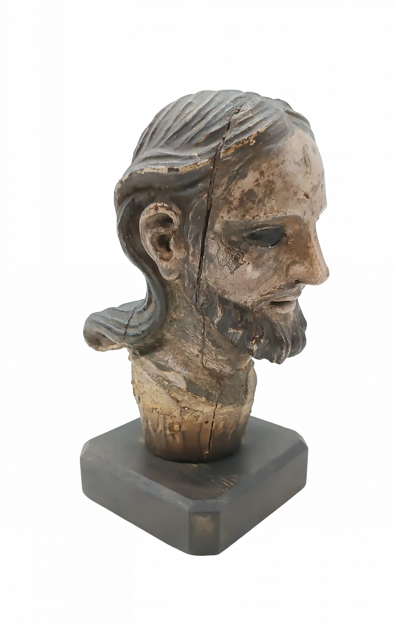 Head of Christ, polychrome wood sculpture, 18th century 2