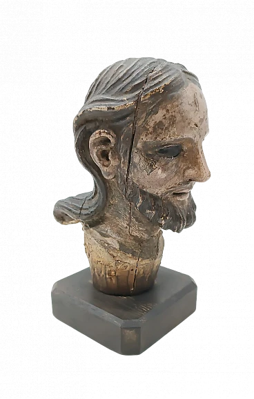 Head of Christ, polychrome wood sculpture, 18th century