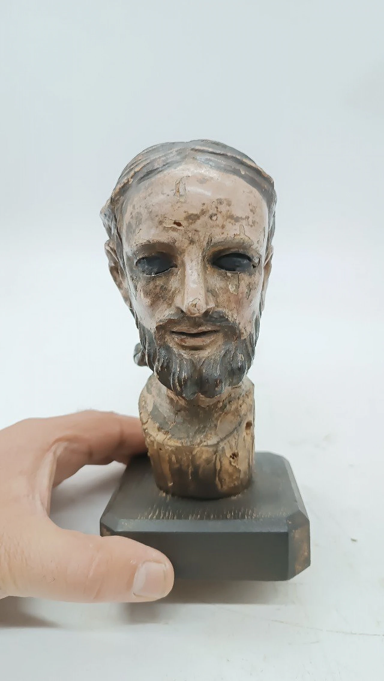 Head of Christ, polychrome wood sculpture, 18th century 5