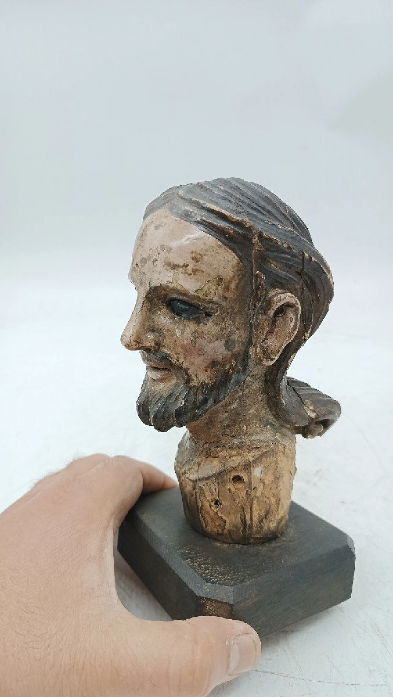 Head of Christ, polychrome wood sculpture, 18th century 6