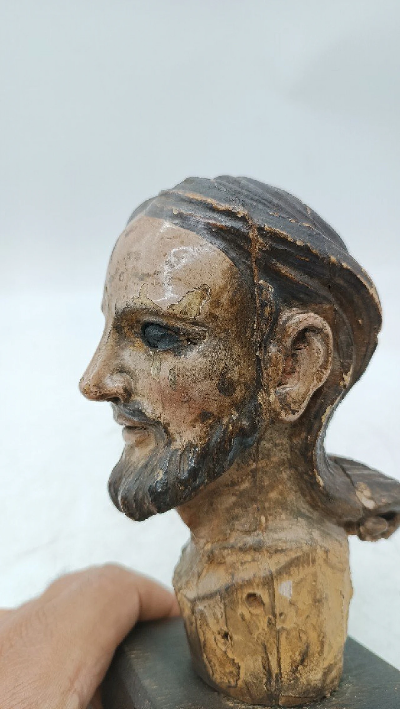 Head of Christ, polychrome wood sculpture, 18th century 7