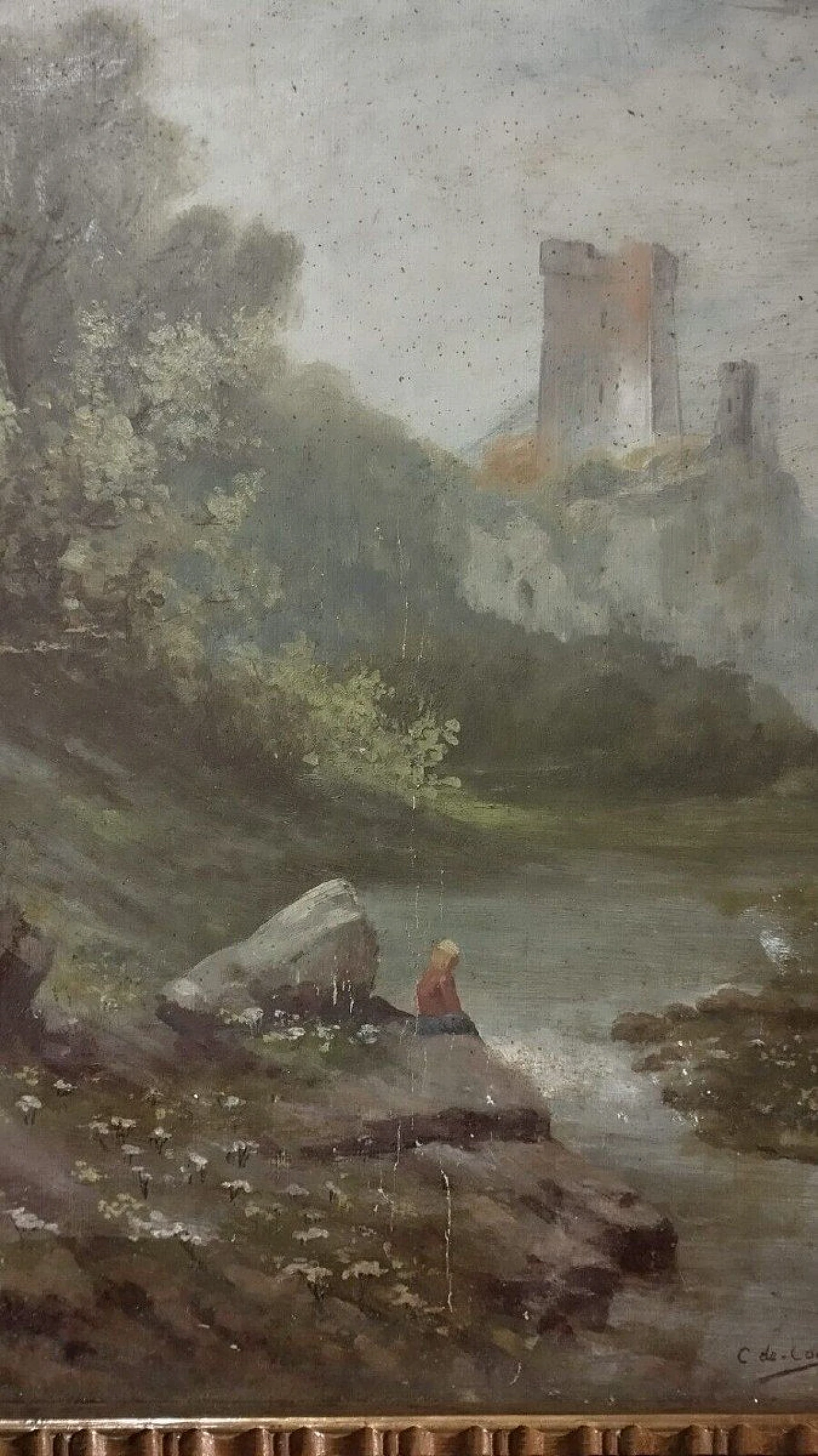 C. De Consoli, paesaggio, dipinto a olio su cartoncino, 1903 1