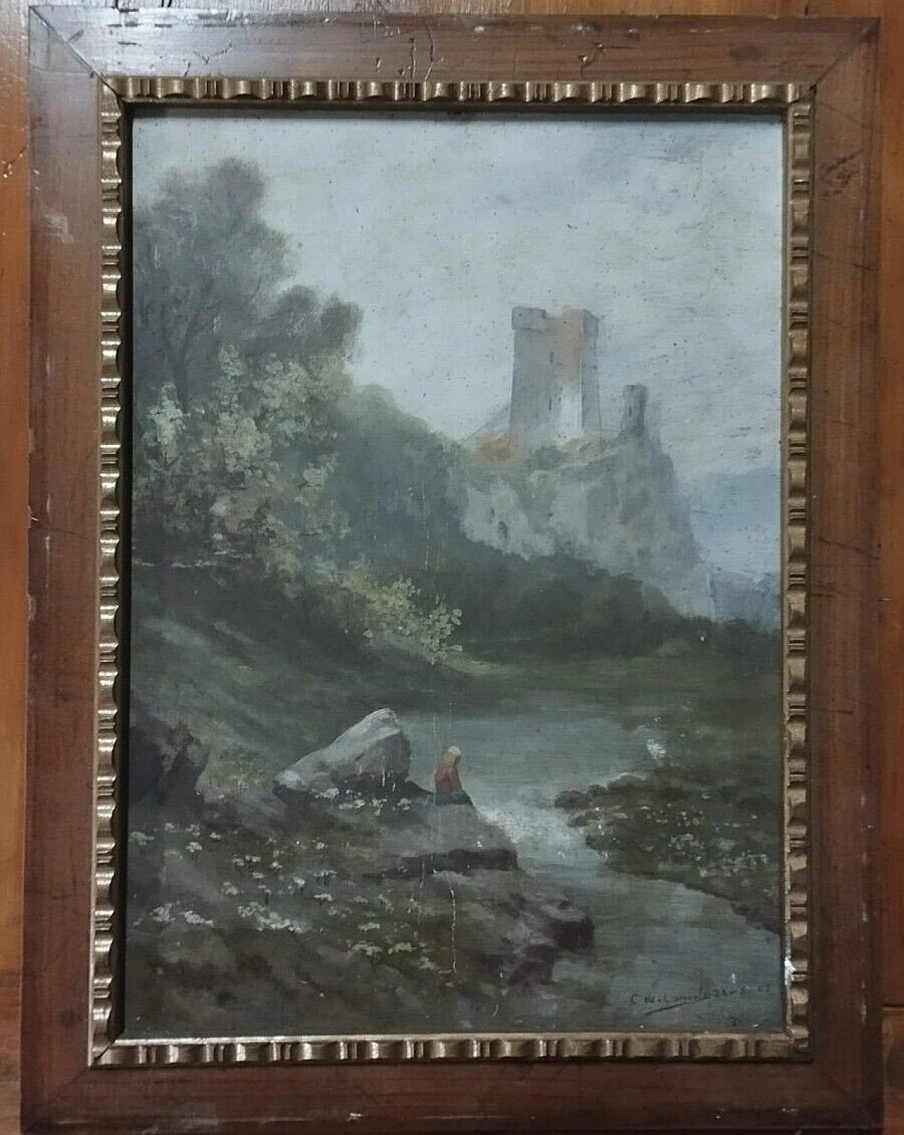 C. De Consoli, paesaggio, dipinto a olio su cartoncino, 1903 6