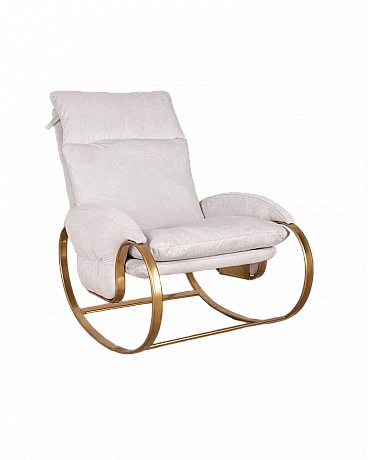 Rocking armchair in brass and fabric by Guido Faleschini, 1970s