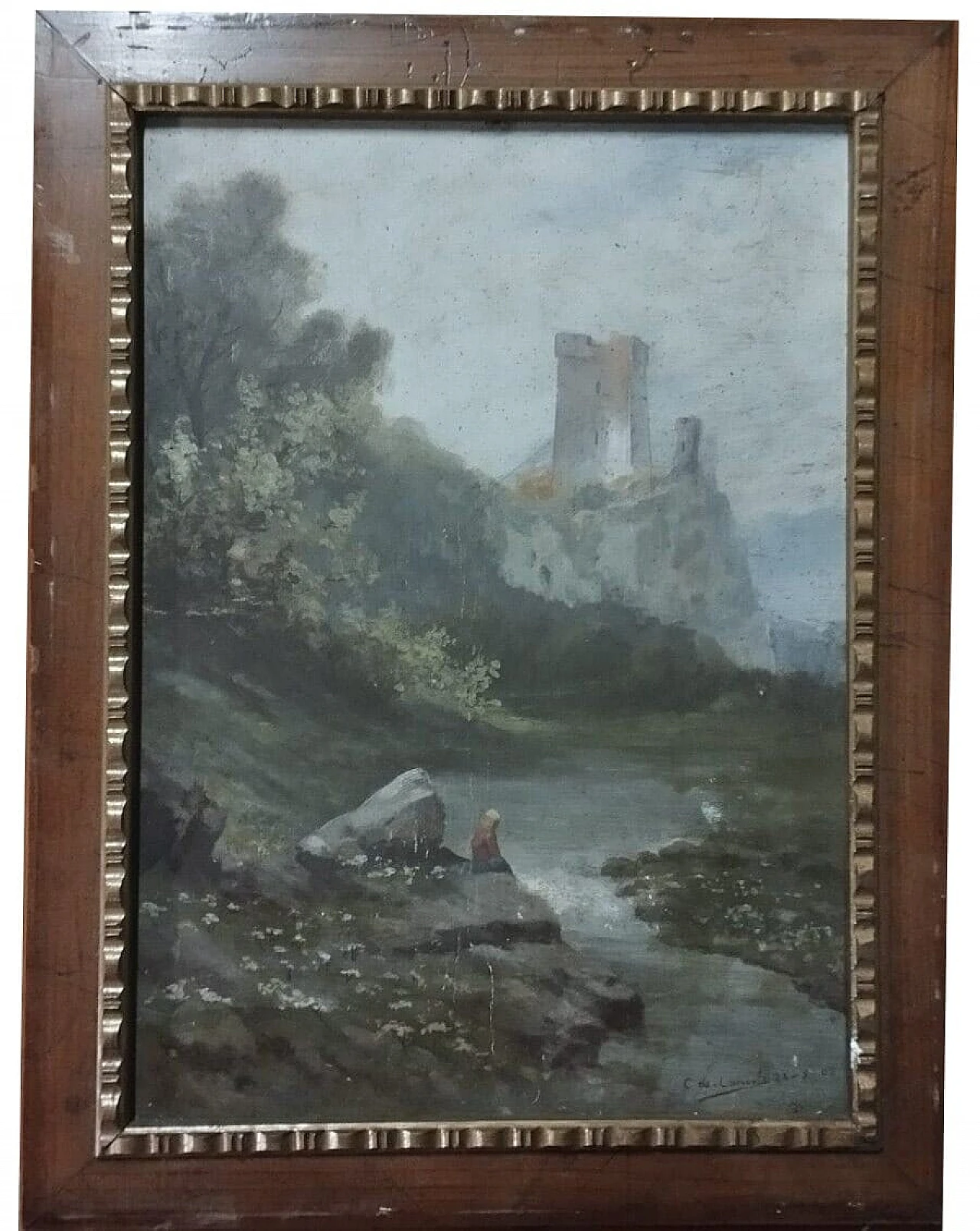 C. De Consoli, paesaggio, dipinto a olio su cartoncino, 1903 8