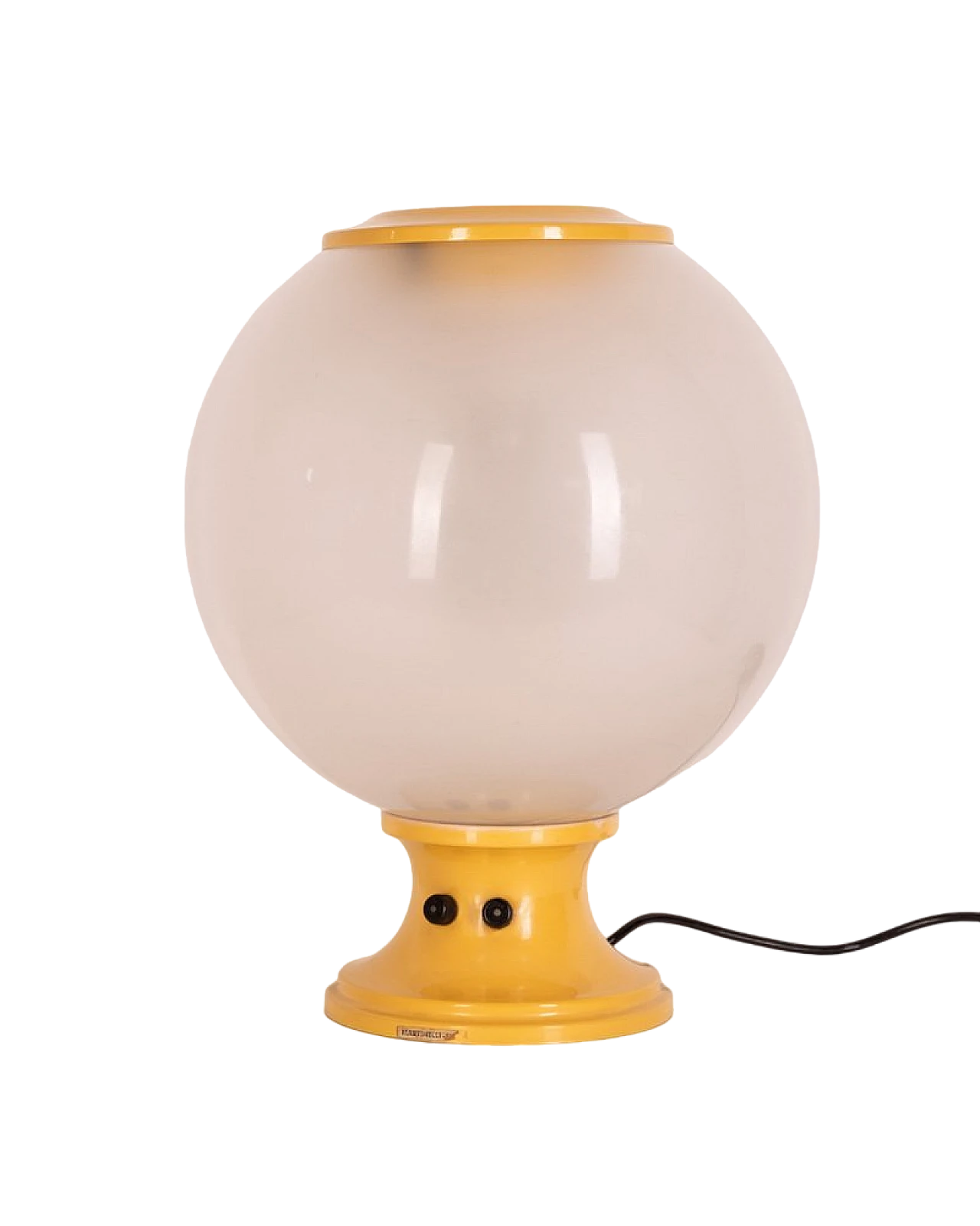 Lampada da tavolo in vetro e metallo giallo di Martinelli, anni '60 8