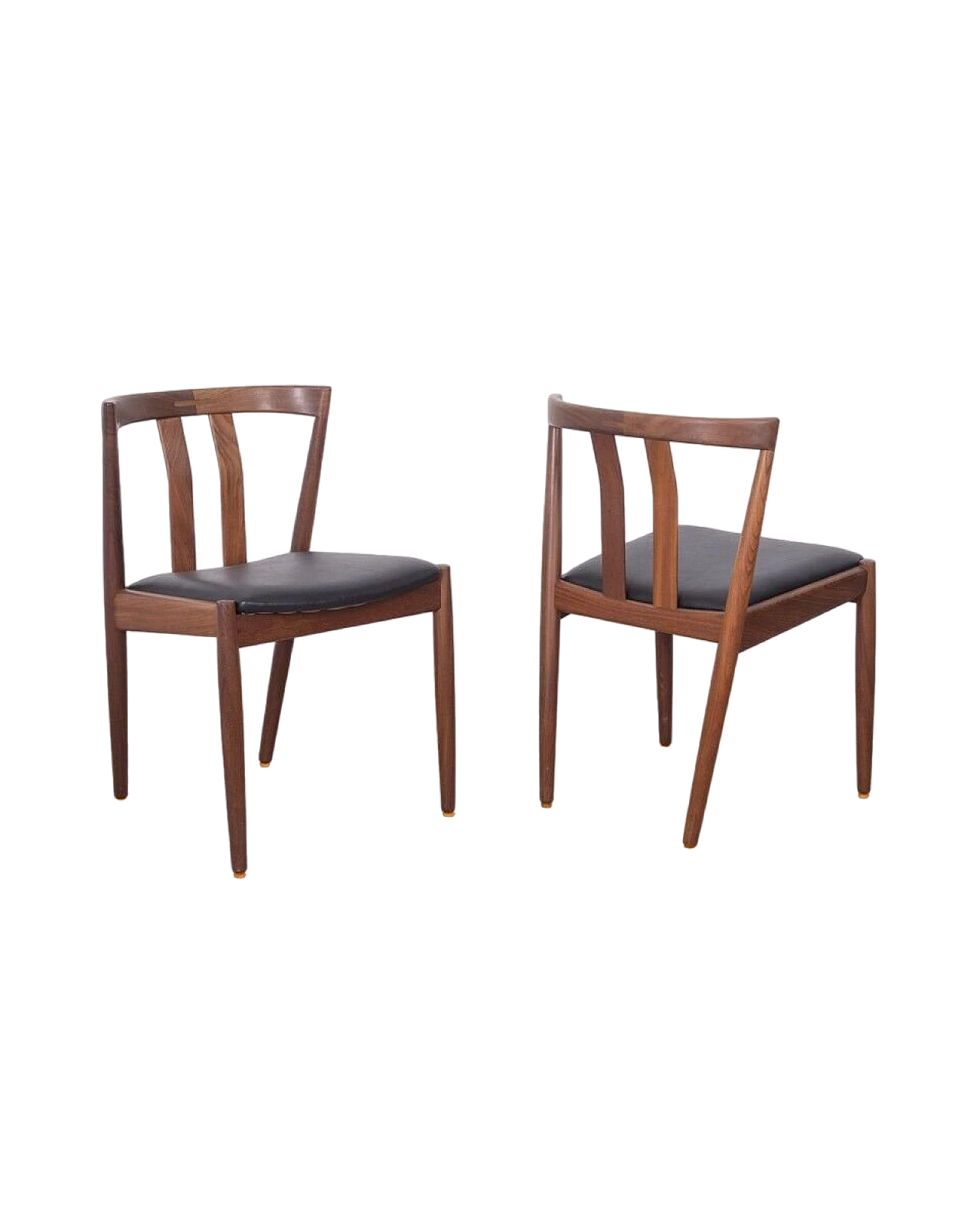 Pair of danish chairs in teak with black leather seat, 1960s 11