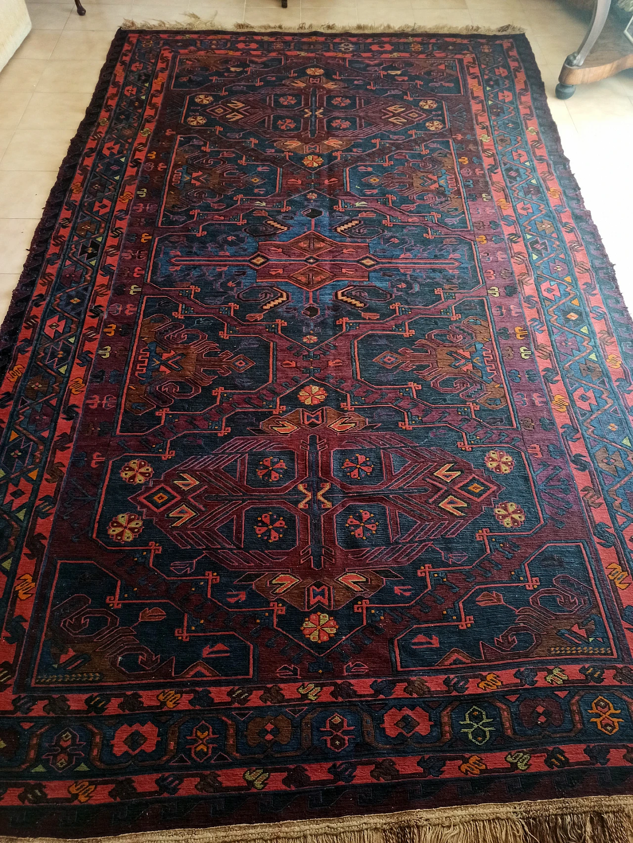 Persian wool and cotton Sumak rug, late 19th century 1