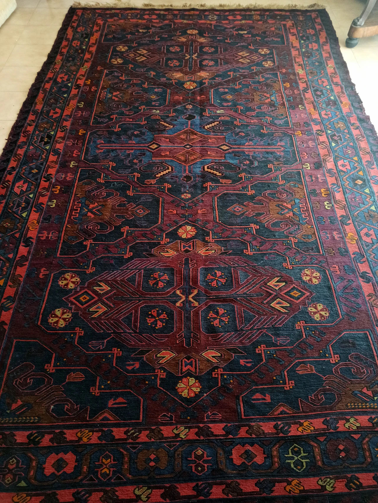 Persian wool and cotton Sumak rug, late 19th century 2