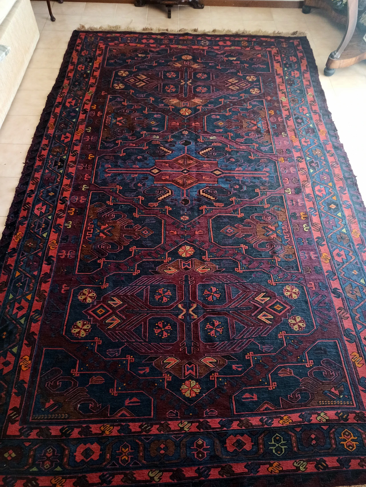 Persian wool and cotton Sumak rug, late 19th century 6