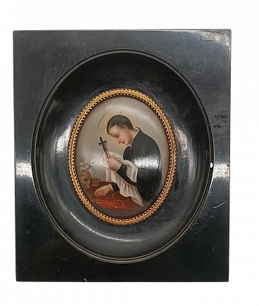 St. Luigi Gonzaga, miniature painted on porcelain, 19th century