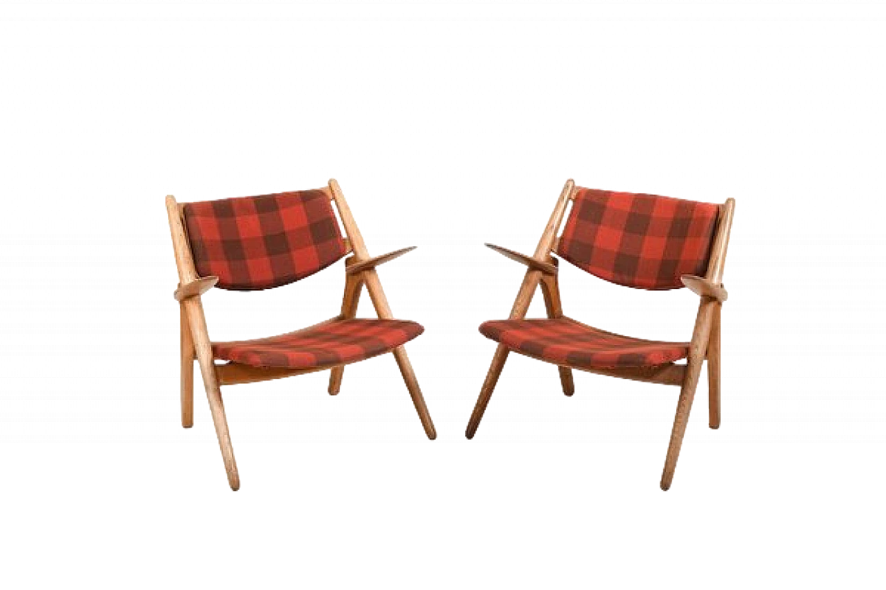 Pair of armchairs CH-28 by H. J. Wegner for C. Hansen & Son, 1950s 15