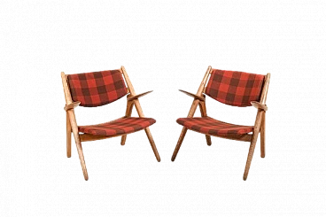 Pair of armchairs CH-28 by H. J. Wegner for C. Hansen & Son, 1950s